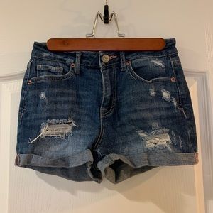 High-Rise Denim Medium Wash Shorts